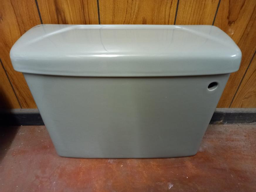 Wild Sage Green Colour Toilet Flush Tank. Ceramic Cistern UK
